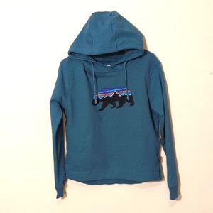 Small Patagonia Fitz Roy Hoodie Sweatshirt Women's Small Blue Shirt